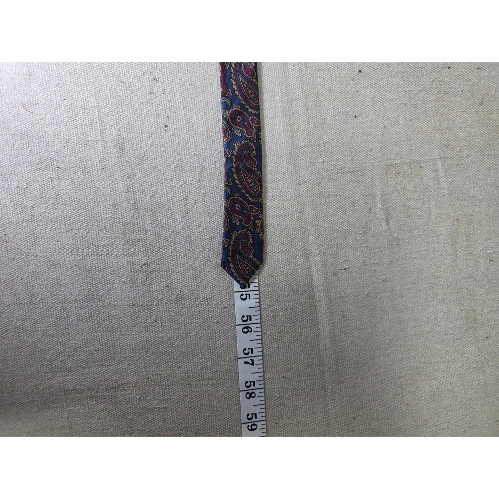 Haband of Paterson NJ Mens Vintage Paisley Silk Blend Tie Navy Burgundy USA